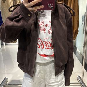 2025 automne surdimensionné marron foncé daim veste femmes en cuir véritable veste dames Bomber veste - Product Image 6