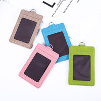 Porte-cartes en cuir PU Unai en gros – Porte-badge d'identification personnalisé avec logo, sans fermeture, pour employés/étudiants, usage scolaire