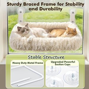Hamac pour chat en fausse fourrure de lapin, avec ventouse, pour fenêtre, lit douillet d'hiver pour petits animaux, chaud et confortable, ODM - Product Image 6