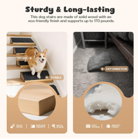 Vente en gros de rampes pour chiens en bois d'intérieur en lot de 3 pour escaliers avec surface en tapis Rampes pour animaux de compagnie à angle bas