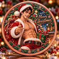 Pièce de monnaie commémorative de Noël personnalisée en cuivre pur 999 de 1 oz, motif gentleman élégant, impression UV en relief 3D, objet de collection