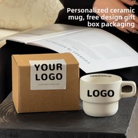 Mug empilable minimaliste avec fond à plusieurs niveaux unique, tasse à café en céramique gain de place pour café et restaurant