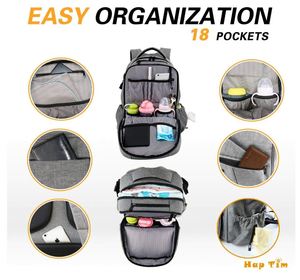 Bolsa de Pañales Multifuncional Grande para Bebé, Mochila para Mamá con Correas para Cochecito, Bolsillos Aislantes para Biberones, Cambiador - Product Image 4