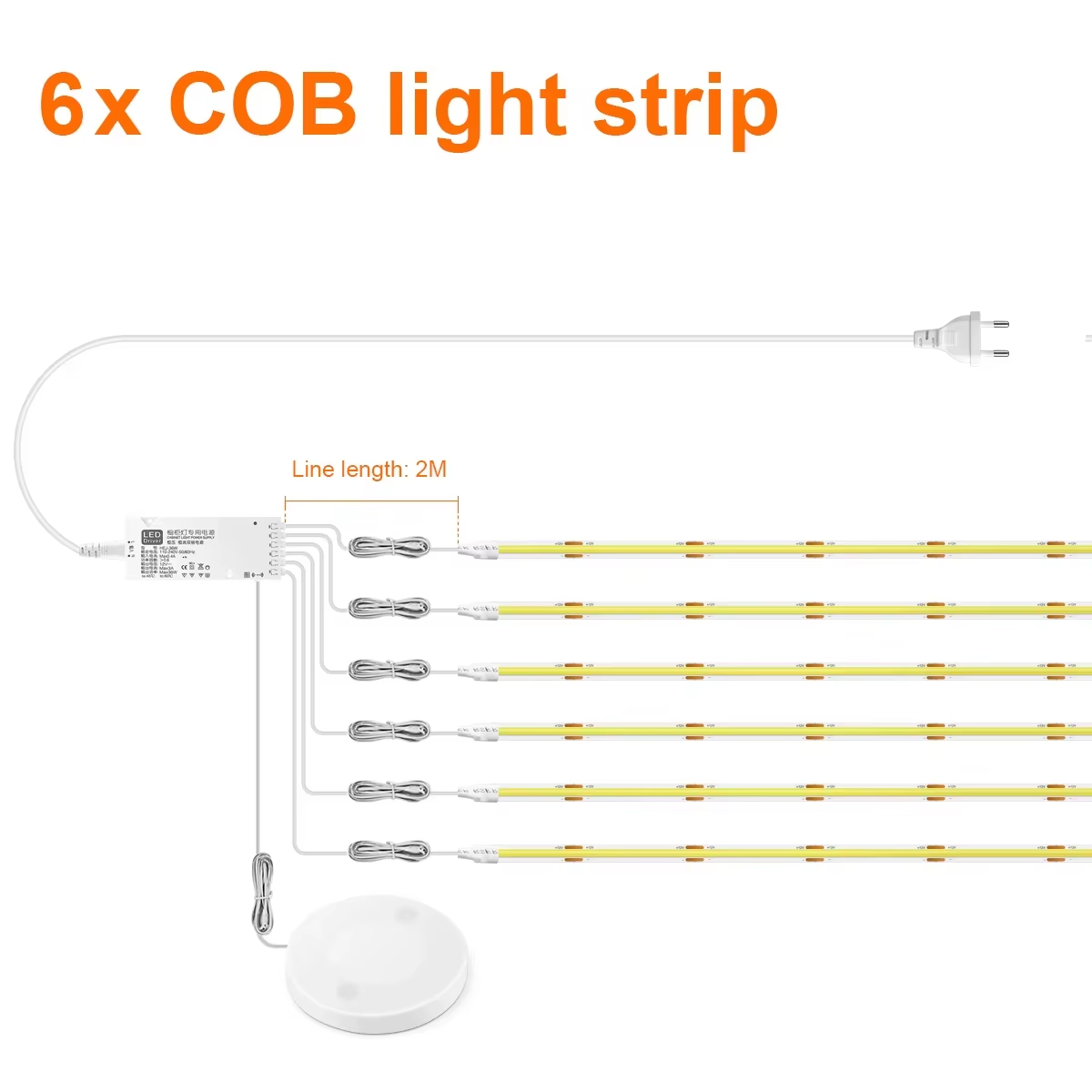 Bande LED 6 lumières chaudes + alimentation