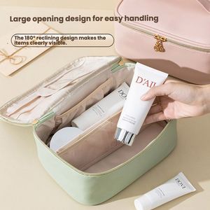 Bolsa de Maquillaje de Viaje con Cierre, Impermeable, de Gran Capacidad, Portátil, Ecológica, de PU, Simple y Moderna para Mujer - Product Image 4