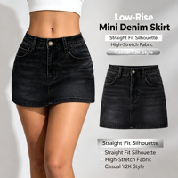Jupe-short en jean respirante pour femme, mini-jupe en denim très extensible, look lumineux et frais