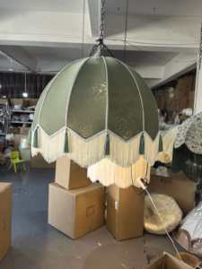 Lampade <span class=keywords><strong>a</strong></span> <span class=keywords><strong>Sospensione</strong></span> per Ristoranti, <span class=keywords><strong>Paralume</strong></span> in Tessuto Moderno con Frange, Illuminazione LED in Stile Retrò per Arredamento Casa e Matrimoni - Product Image 3