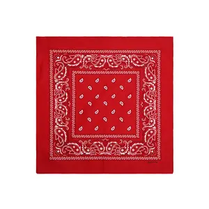 Cotton Bandana Scarf Wholesale Popular 100%Cotton Red Own Designed Logo Printed Head Scarf Custom Classic Paisley Bandana