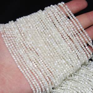 Perles rondes facettées en nacre véritable de 15,3 pouces, 2 mm 3 mm, perles en nacre en vrac pour la fabrication de bijoux, vente en gros - Product Image 3