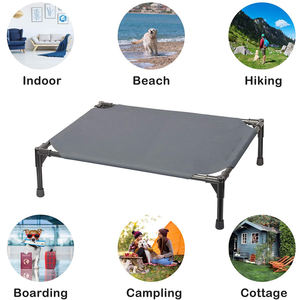 뜨거운 판매 제기 높은 개 침대 접이식 여행 파괴 할 수없는 회색 금속 및 캔버스 개 침대 - Product Image 3