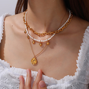 Collar con Colgante de Constelación, Chapado en Oro de 18K, Acero Inoxidable, Dije Redondo, Joyería para Mujer, Regalo, Accesorio de Moda - Product Image 4