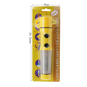 Car 4 In 1 Safety Hammer Multifunctional Escape Window Breaker Flashlight Alarm <b>Light</b> Yellow 24.5cm ABS <b>Emergency</b> Tool - Product Image 4