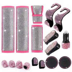 Benutzer definierte rosa Shining Diamond Style Strass Luxus Kristall Bling Bling Universal abdeckungen auf Lenkrad abdeckung Autos für Frau