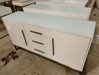 Meuble de salon moderne de luxe léger, buffet en bois massif, table basse avec rangement multifonction, finition dorée