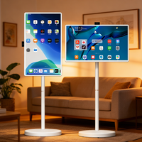 Televisor Inteligente de 32 Pulgadas con Pantalla Táctil Giratoria, Televisor Inteligente Portátil con Soporte, Pantalla LCD Interactiva, Televisor Portátil con Ruedas