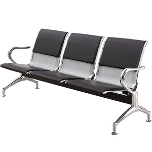 Chaises d'attente 3 places en acier inoxydable, très demandées, pour salon, salle d'attente ou bureau - Product Image 2