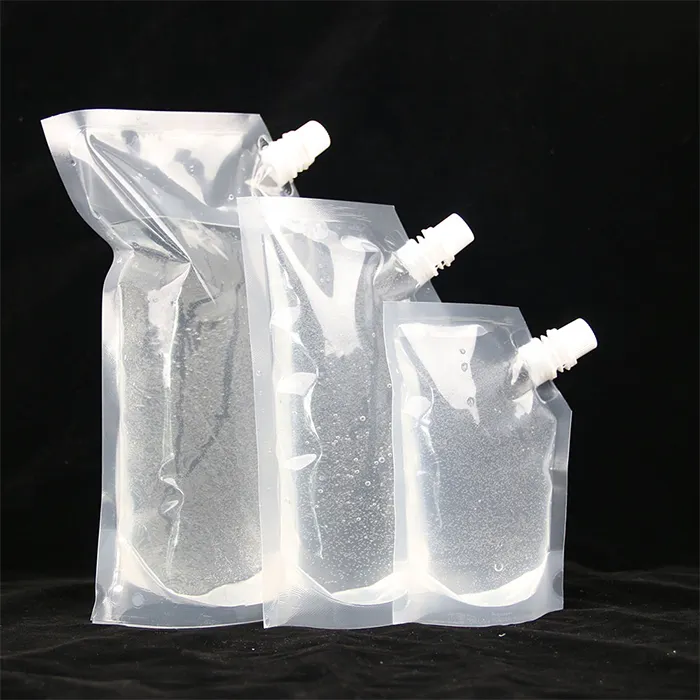 Wholesale Clear plastic stand up disposable bag drink juice/water/liquid spout pouch