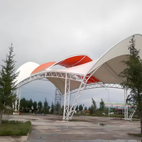 Cubierta Tensada Ligera de Diseño Arquitectónico Moderno, Membrana de Acero de Alta Resistencia con Recubrimiento de PVDF, Soldadura y Corte para Uso en Exteriores