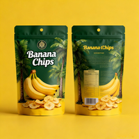 Sachet refermable à fermeture éclair personnalisé, imprimé, résistant à l'humidité, de qualité alimentaire, pour chips de banane