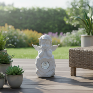 Figura de <span class=keywords><strong>Ángel</strong></span> de Resina de Alta Calidad, Adorno de Jardín con Luz LED Solar Resistente al Agua de 360 Grados, Regalo Artesanal - Product Image 1