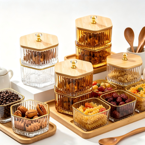 ชุดกล่องเก็บขนมแก้วโซดาไลม์สามชิ้นสำหรับโต๊ะกาแฟ ภาชนะเก็บของใช้ในบ้านสำหรับขนมและลูกอม - Product Image 6