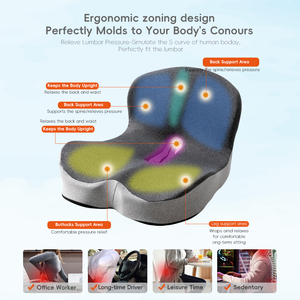 Coussin de siège en mousse à mémoire de forme YUE RISE, design orthopédique multi-scènes, soulagement de la douleur au coccyx et <span class=keywords><strong>lombaire</strong></span>, base antidérapante - Product Image 2