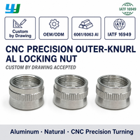 Écrou moleté en aluminium CNC sur mesure, filetage interne, moletage droit, pièces usinées non standard, OEM