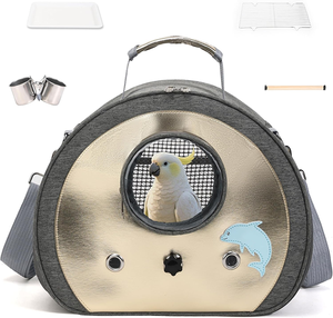 Mochila transportadora de aves plegable, jaula de viaje portátil tipo burbuja con cuerda y percha, bolsa de viaje para pájaros, mochila transportadora para loros - Product Image 1