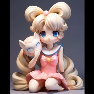 Custom Anime Cute Girl Figure Resin <b>Doll</b> With Pink Bow And Plush Toy Desktop Decoration For Kids 7-12 Years - Product Image 5