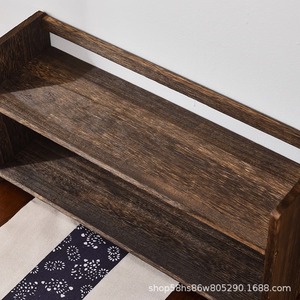 <b>Solid</b> <b>Wood</b> Desktop Display Shelf Black Walnut Color Chinese Style Teacup Tea Set Storage Rack Multi Tier Organizer - Product Image 2