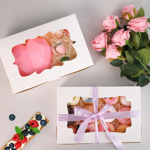 Прямые поставки с завода: Упаковочная коробка для десертов и тортов с окном, 12x8x2.5 дюйма, пищевой картон, белая, для трансграничной торговли - Product Image 1