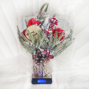 Mini Plastic Artificial Christmas Tree 25cm Flocking <b>Pinecone</b> Berry Hanging Ornament Home Table Decoration Christmas Gift - Product Image 6