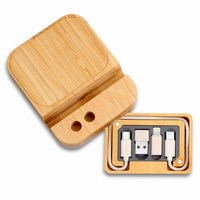 Chargeur sans fil à charge rapide 6-en-1 Kit d'adaptateur multi-USB Adaptateur de type C Boîte de rangement en bambou pour téléphone Electronique grand public