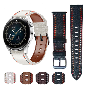 Correa para Reloj Inteligente Huawei <span class=keywords><strong>GT3</strong></span>, Cuero Genuino con Costuras Tricolor, 20mm 22mm, Transpirable y Duradera con Material Metálico - Product Image 2