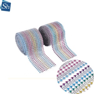 Ruban en maille argentée orné de strass en forme de cœur, ruban de cristal étincelant en forme de cœur pour la décoration de gâteaux de mariage et de fêtes prénuptiales - Product Image 2
