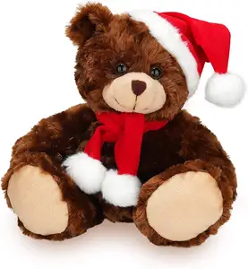 Schattige Zachte En Harige Santa Teddybeer, Knuffeldier Vakantie Speelgoed Kerstaccessoires Perfect Speelgoed Cadeau Voor Kinderen