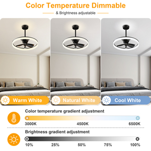 23.6'' Black Frame Ceiling Fan <b>Light</b> Summer‑Winter Reversible Airflow 1‑2H <b>Timer</b> Memory 10‑100% Brightness Adjustable Fandelier - Product Image 2