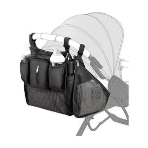 Universal Pram Organiser Pram Bag With Storage Grille And Mesh Compartment Universal Storage Bag Suitable for Most Stroller