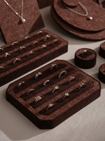 Stand Display Perhiasan Cokelat Tua dari Kain Felt, Organizer Kalung Anting, Alas Foto, Perlengkapan Display Livestream, Kapasitas 500g