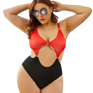 2021 2XL- 5XL Sling Hollow Hot Sexy Bikini One-Piece Swimwear Plus Size Women Swimsuit For Fat Girl