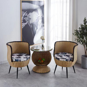 Chaises de jardin <span class=keywords><strong>en</strong></span> rotin d'<span class=keywords><strong>osier</strong></span> et de teck Mobilier d'extérieur relaxant <span class=keywords><strong>en</strong></span> bois - Product Image 1