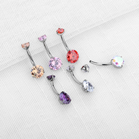 Lot de 10 pièces, MOQ, NOUVEAU, Titane ASTM F136, 14G, Anneaux de piercing pour nombril en zircon chirurgical, Bijoux de corps tendance