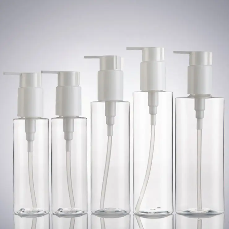 120ml 150ml 200ml 250ml çevre dostu lüks kozmetik losyon pompa şişesi temizle buzlu biyobozunur boş Pet şampuan şişesi