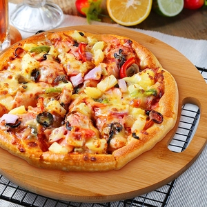 Palette à pizza en bambou 7 pièces ensemble de pelures à pizza planche à découper ronde avec 6 spatules triangulaires - Product Image 3