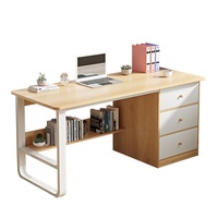Scandinave Moderne Minimaliste Solide Bureau Étagère Intégrée Mélamine Fer Finition pour Étudiant Écriture Étude Chambre Villas