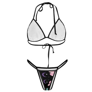 Conjunto de baño de lujo para mujer, 2 uds., personalizado, Sexy, Halter, triángulo, Top, Push, Espalda descubierta, traje de baño, estampado, dos piezas, <span class=keywords><strong>tangas</strong></span> lavadas - Product Image 3