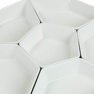 12 "y W L, 7 piezas (1 Unidad) Bonito juego de servidor de condimentos de cerámica con una bandeja de bambú para servir Lazy Suzan - Product Image 3