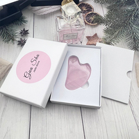 Ensemble de rouleau de jade en forme de cœur en quartz rose et améthyste - Kit de gua sha en cristal multi-usages pour resserrer la peau et éliminer les rides