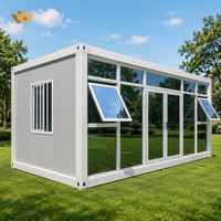 Bureau préfabriqué modulaire en acier avec mur-rideau en verre étanche et fenêtre transparente