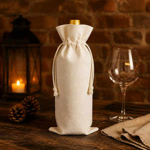 Sherwin <b>Small</b> Cotton Striped Wine Bottle <b>Shopping</b> <b>Bag</b> Custom Printed Drawstring Pouch Reusable Packaging for Parties Weddings - Product Image 3